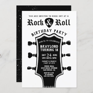 Gitarre Rock'n'Roll Birthday Einladung
