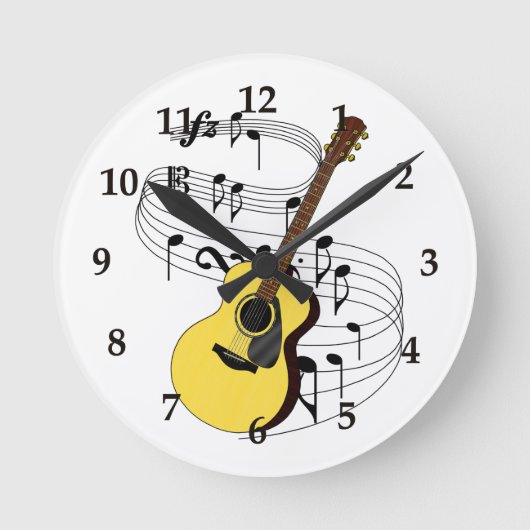Gitarre Runde Wanduhr (Vorderseite)