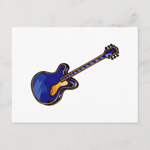 Gitarre Semi Hollow Simple Blue Graphic Postkarte