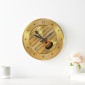 Gitarre ~ Sheet Music ~ Gold Background ~ Unique ~ Große Wanduhr (Zuhause)