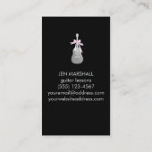 Gitarre Silhouette rosa Bogen auf Imitaten silbern Visitenkarte (Rückseite)