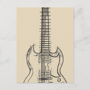 Gitarre Sketch Postkarte