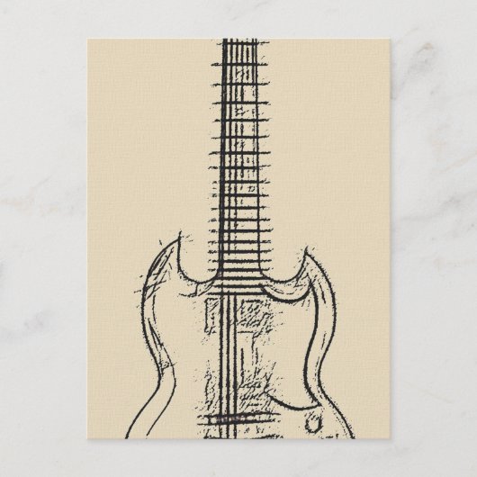 Gitarre Sketch Postkarte (Vorderseite)