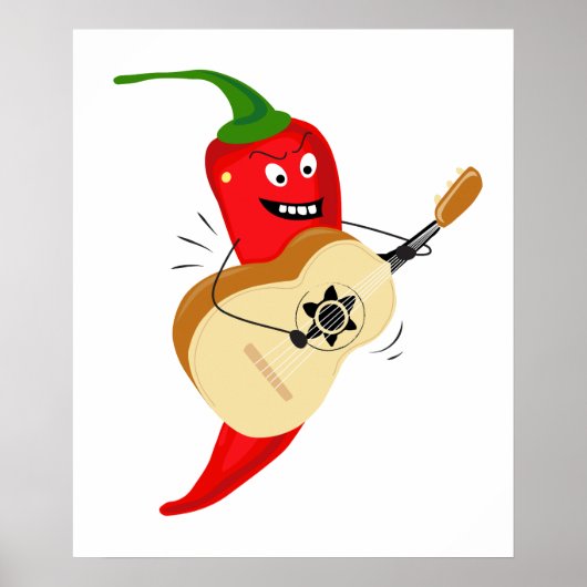 Gitarre spielen Chili Pfeffer, lustiger Cartoon Poster (Vorne)