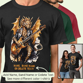 Gitarre spielen Golden Winged Dragon, Bandname hin T-Shirt