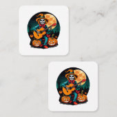 Gitarre spielen und feiern halloween quadratische visitenkarte (Vorne/Hinten)