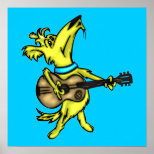 Gitarre spielt Hund Poster