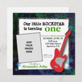 Gitarre & Stars Boy's Rockstar Geburtstag Einladung (Vorne/Hinten)