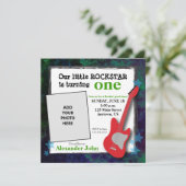 Gitarre & Stars Boy's Rockstar Geburtstag Einladung (Stehend Vorderseite)