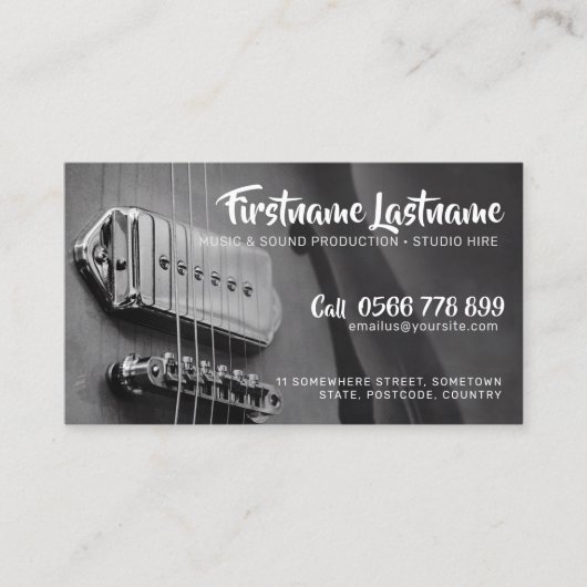 Gitarre Strings Studio GrauAZ Visitenkarte (Vorderseite)
