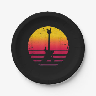 Gitarre Sunset Electric Rock Music Lover Instrumen Pappteller