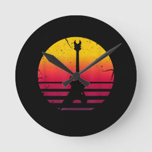 Gitarre Sunset Electric Rock Music Lover Instrumen Runde Wanduhr