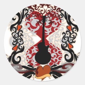 Gitarre Tattoo Runder Aufkleber