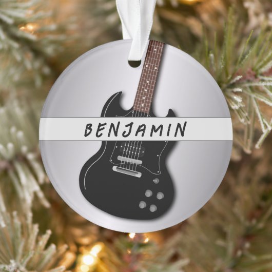 Gitarre Teen Boy Silver Black erschüttert Weihnach Ornament (Baum)