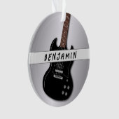 Gitarre Teen Boy Silver Black erschüttert Weihnach Ornament (Vorderseite)