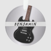 Gitarre Teen Boy Silver Black erschüttert Weihnach Ornament (Vorderseite)