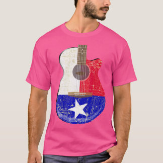 Gitarre Texas Flag abgenutzt Akustikgitarren-Fan T T-Shirt