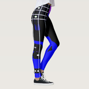 Gitarre Themed Leggings Black and Blue