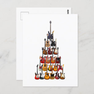 Gitarre Tree Christmas Light Rock Music Postkarte