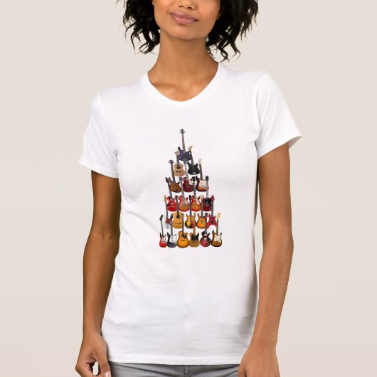 Gitarre Tree Christmas Light Rock Music T-Shirt (Vorderseite)
