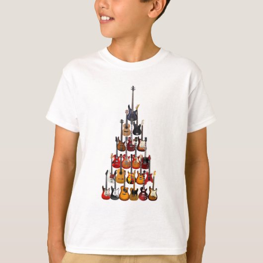 Gitarre Tree Christmas Light Rock Music T-Shirt (Vorderseite)