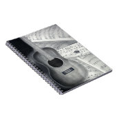 Gitarre u. Notenen-gewundenes Notizbuch Notizblock (Rechte Seite)