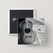 Gitarre u. Notenen-Knopf Button (Vorne & Hinten)