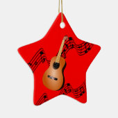 Gitarre über Sternenförmige rote Weihnachtsschmuck (Rechts)