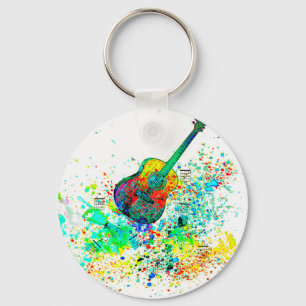 Gitarre und Akkorde Spritzer Schlüsselanhänger