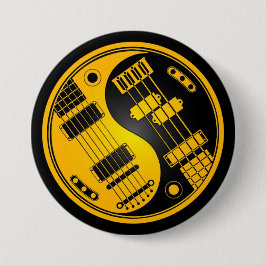 Gitarre und Bass-Yin Yang Gelb und Schwarzes Button
