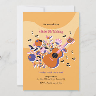 Gitarre und Blume Einladung
