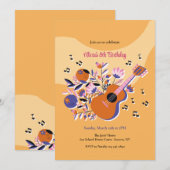 Gitarre und Blume Einladung (Vorne/Hinten)
