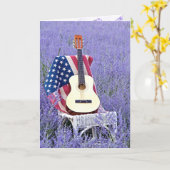 Gitarre und Flagge für die Freundschaft des Vorsit Karte (Gelbe Blume)