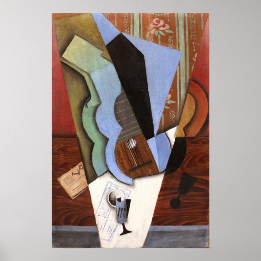 Gitarre und Glas Poster (Vorne)
