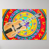 Gitarre und Mandala Watercolor Poster (Vorne)
