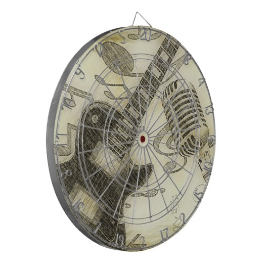 Gitarre und Mikrofon-Dart-Board Dartscheibe (Vorderseite Links)