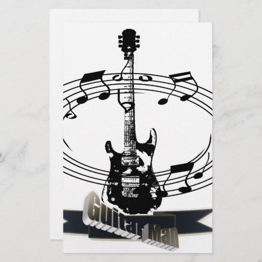 Gitarre und musikalische Anmerkungen Briefpapier (Vorne/Hinten)