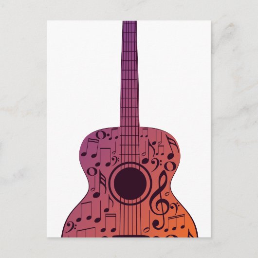 Gitarre und Musiknote 2 Postkarte (Vorderseite)