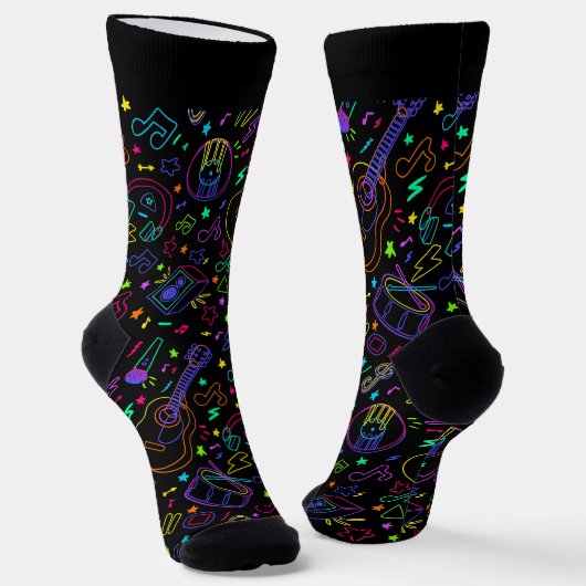 Gitarre und Musiknoten Socken (Gewinkelt)