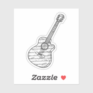 Gitarre und Noten Aufkleber