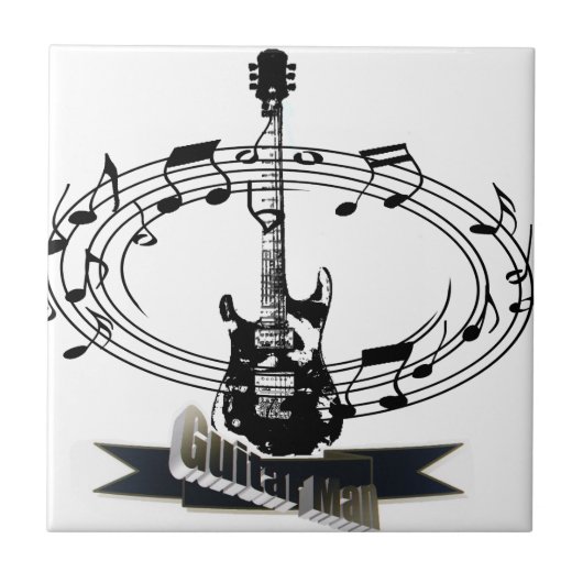 Gitarre und Noten Fliese (Vorderseite)