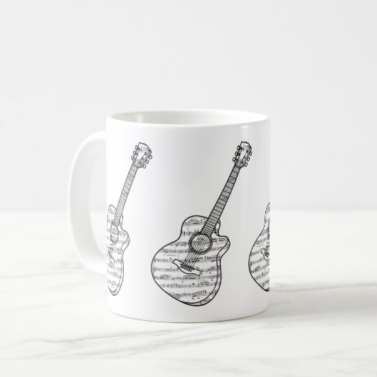 Gitarre und Noten Kaffeetasse (Vorderseite Links)