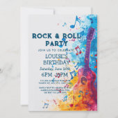 Gitarre und Noten Rock and Roll Party Einladung (Vorderseite)