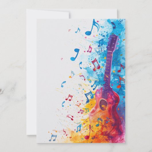 Gitarre und Noten Rock and Roll Party Einladung (Rückseite)