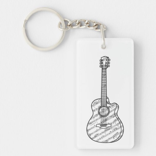 Gitarre und Noten Schlüsselanhänger (Vorderseite)