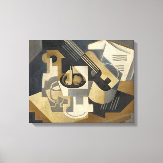 Gitarre und Obstschale auf einem Tisch, 1918 Leinwanddruck (Vorderseite)