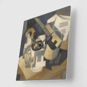 Gitarre und Obstschale auf einer Tabelle, 1918 Quadratische Wanduhr (Winkel)