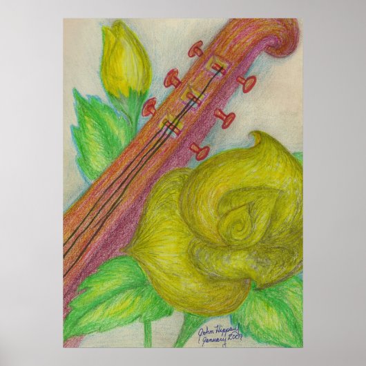Gitarre und Rose Poster (Vorne)