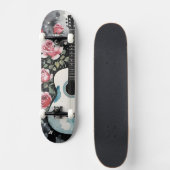 Gitarre und Rose Wasserfarbe Skateboard (Vorne)