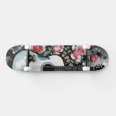Gitarre und Rose Wasserfarbe Skateboard (Horizontal)